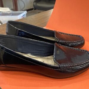 Navy Patent Leather Loafers - Anne Klein